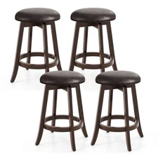 24" Counter Height Stools Set of 4 with 360° Swivel Round Seat & Footrest