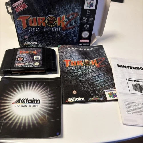 TUROK 2, SEEDS OF EVIL FOR NINTENDO N64, BOXED WITH MANUAL, TESTED AND WORKING