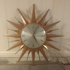 Metamec Sunburst Starburst Vintage Wall Clock 60s/70s Battery Powered Working
