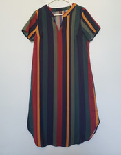 Emery Rose Womens L Shirt Dress Striped Bold V Neck Casual Spring Summer Preppy