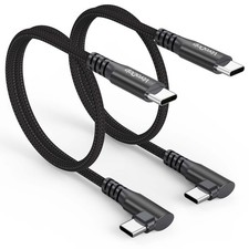 Short USB C Cable Right Angle 1Ft, 2-Pack 90 Degree USBC 60W Cord 3A Fast Char