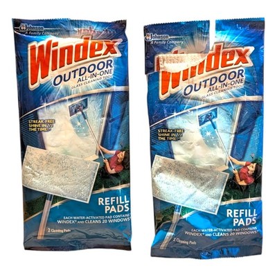 Windex Outdoor All-In-One Glass Cleaning Tool Refill Pads 3 Pads Total OPENED