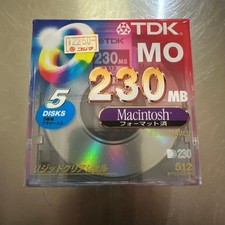 TDK 230MB MO Disks R230MX5PA Macintosh 5 Disk Magnetic Optical unbenutzt