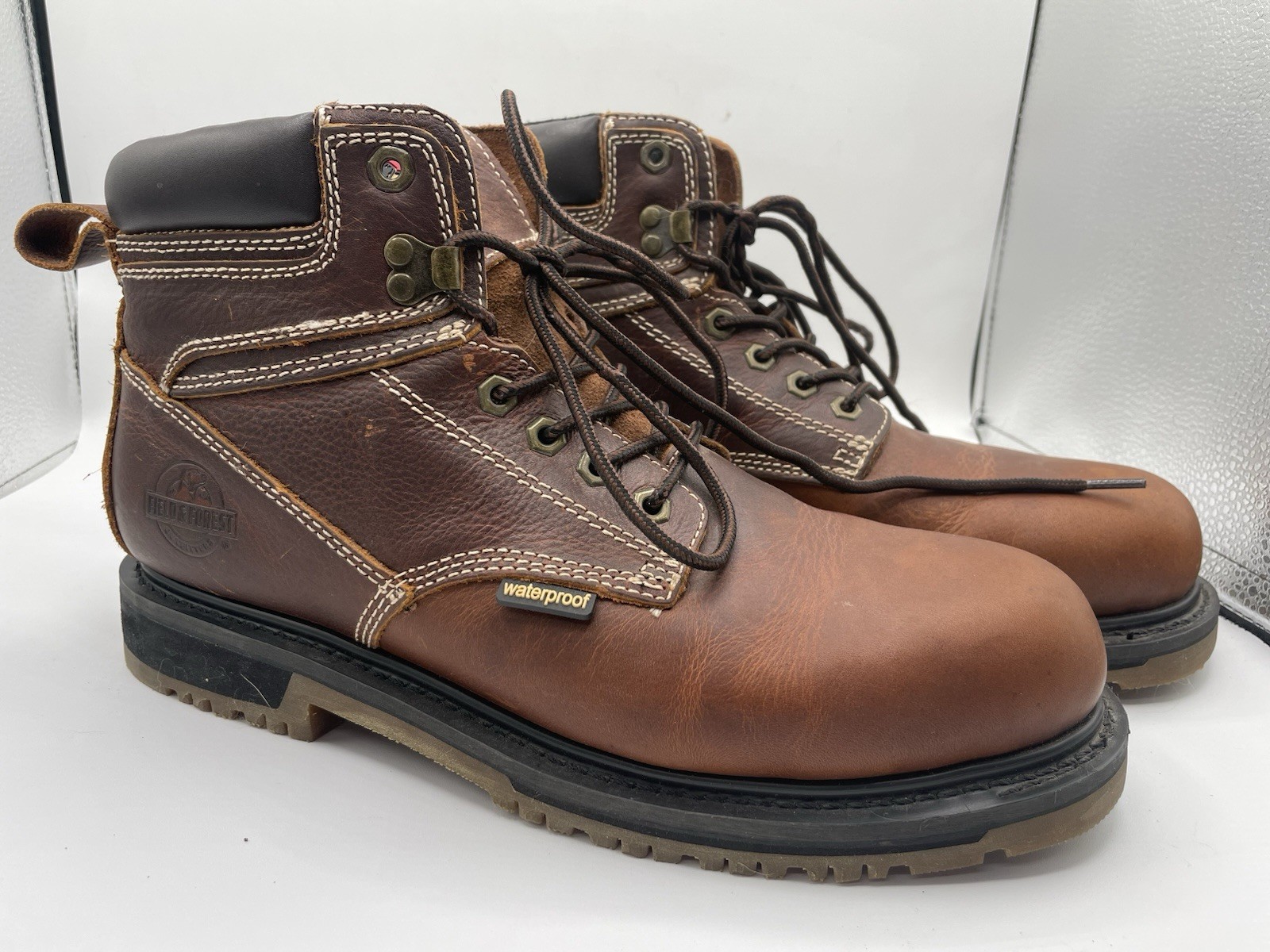 Field & Forest ML1061 Red Brown Waterproof Work Soft Toe Boots Mens Size 10.5
