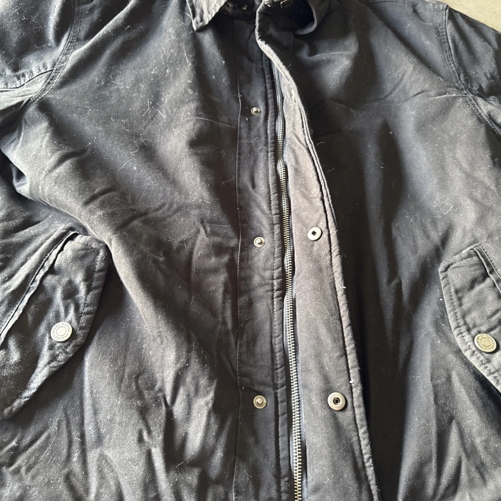 Wantdo Jacket Mens M Canvas BLACK Full Zip Faux Fur Lined Winter Warm Utility - product detail image 5