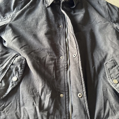 Wantdo Jacket Mens M Canvas BLACK Full Zip Faux Fur Lined Winter Warm Utility image 5