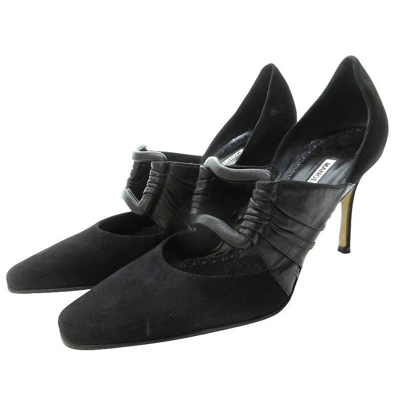 MBT 【Sandali】MANOLO BLAHNIK Maysale Fibbia Quadrata Decolte Tacchi Alti Punta Scamosciata X