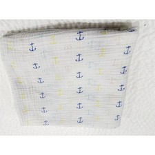 AmKing CutieBebe Anchor Muslin Baby Blanket 52x48 White Nautical