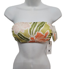NWT Bandeau Bikini Top 32B Tropical Beach Coastal Coconut Girl Floral Island Sea
