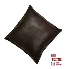 Leather Pillow Cover for Couch Throw Pillow 24" x 24" Pack of 1 Brown