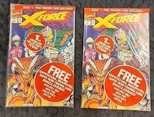 2x X-Force #1 Polybagged w/ Team & Sunspot/Gideon Cards (Marvel 1991)