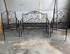 Pretty Metal 2 Seater Garden Bench with 2 Chairs