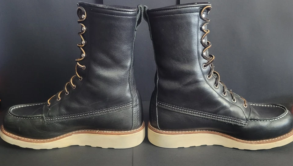 #3424 Woman's Redwing Black 9 Inch Moc Toe, Wool Lined, Customized - Image 2 of 4