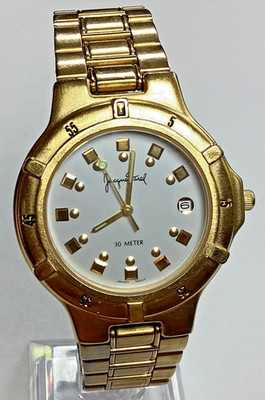 Jacques Farel Vintage Watch Gold Tone WR Date Stainless New Battery Size 7 