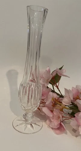 Vintage Waterford Crystal Footed  Bud Vase 9 1/8” Elegant Fluted Signed Ireland
