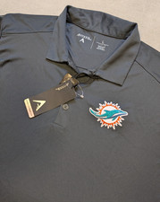 Miami Dolphins Shirt Mens Large Black Antigua Polo Performance Stretch New NFL