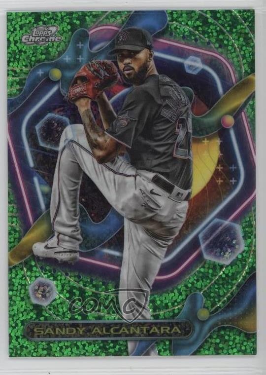 2023 Topps Cosmic Chrome - Sandy Alcantara #198 Green Space Dust Refractor /75