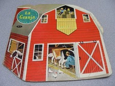 LA GRANJA Rare Vintage 1970 Spanish Language Die-Cut Paperback Children's Book!