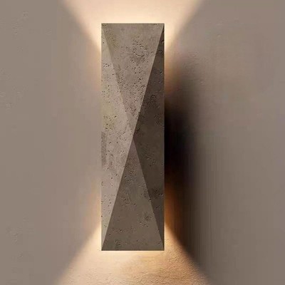 Wabi-sabi Natural Yellow Travertine Wall Sconce, Indoor Stone Sconce, G9 3000...