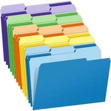 Two-Tone Letter Size File Folders, 1/3-Cut Tabs, 5 Assorted Colors, 15-Pack for