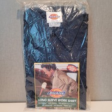 Dickies Work Shirt Mens M Navy New Vintage 90s Made- USA Wrinkle Free Deadstock