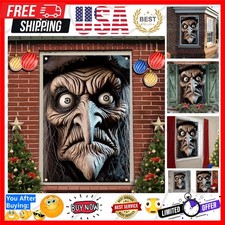 Scary Witch Window Cover Halloween Decoration Window Poster Realistic Creepy ...