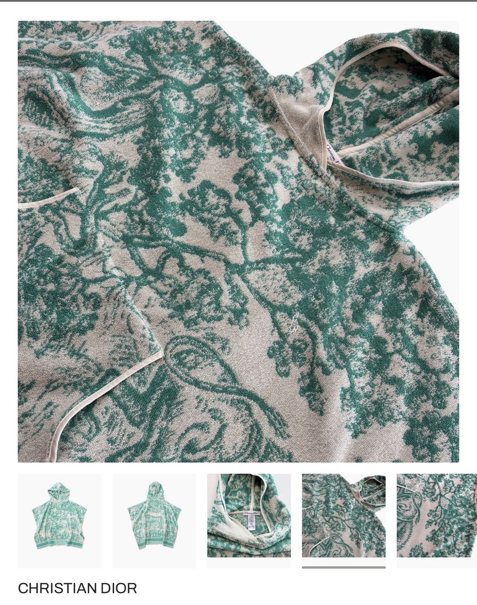 Christian Dior Toile de Jouy Sauvage Hooded Poncho/ Cover up