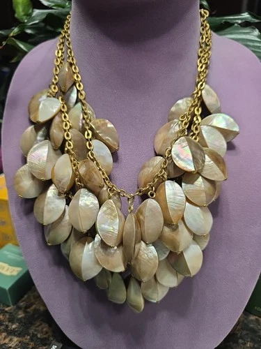 Stephen Dweck Necklace 3 Strand Mother Of Pearl  22"