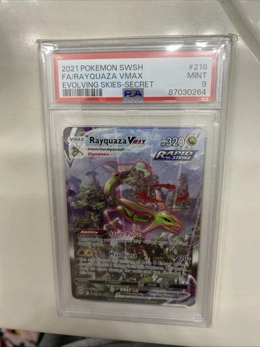 Pokémon TCG Rayquaza VMAX Holo Card Evolving Skies Psa 9 Mint Condition 218/203