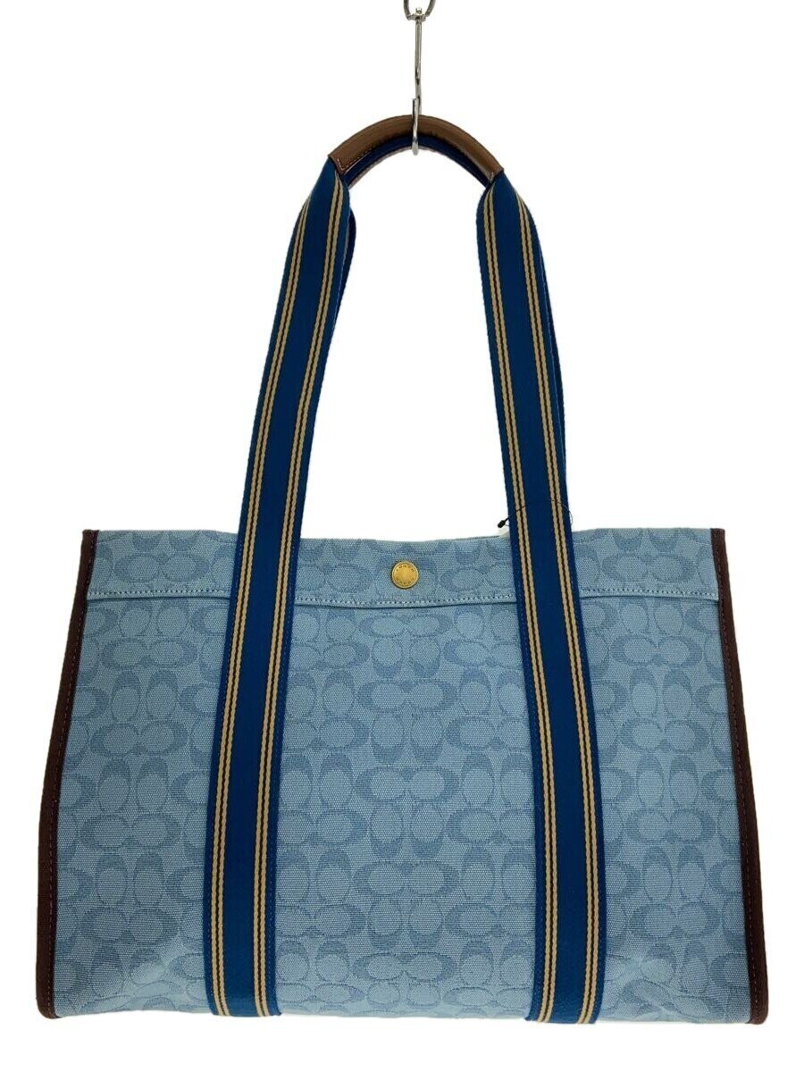 Auth COACH Spin Tote 42 In Signature Jacquard C8633 Jacquard Blue F/S 424726