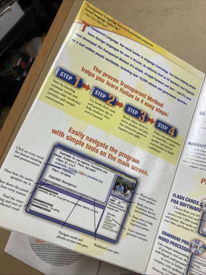 Transparente Aprende Idioma Italiano Platino 8 + 1 CD-ROM Usado en Excelente Condición 2004 Foto 3 de 4