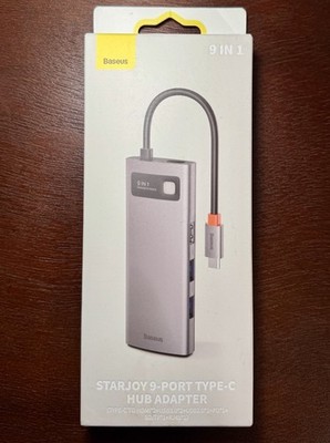 Baseus StarJoy 9-Port Type-C Hub Adapter, HDMI, USB, RJ45, SD/TF, Silver
