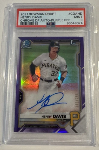 2021 Bowman Chrome Draft Henry Davis 1st Auto Purple Refractor /250 PSA 9 Mint