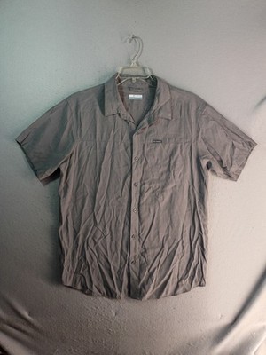 Columbia Mens Silver Ridge Utility Shirt Large Gray Short Sleeve Button Up