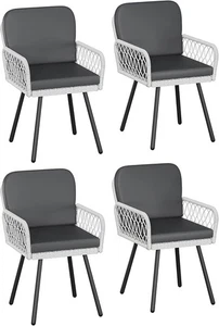Rattan Outdoor Patio Chairs Set of 4 Stackable Outside Dining Chairs with Armres