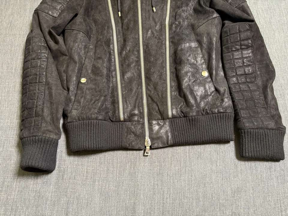 Chaqueta de motociclista Balmain para hombre cremalleras de cuero gamuza negra - talla mediana EE. UU. / 48 EUR Foto 4 de 4