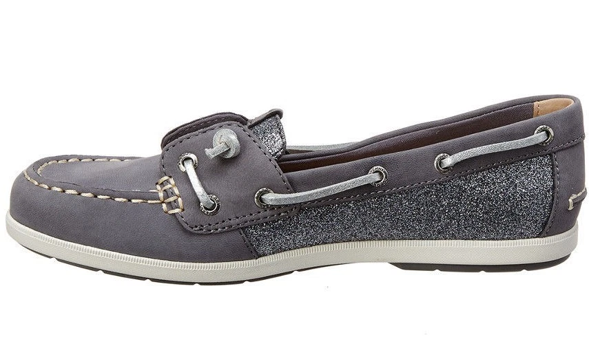 Sperry Top-Sider Mujer Bobina Hiedra Oscuro Cuero Gris Sparkle Zapatos Náuticos - Imagen 3 de 3
