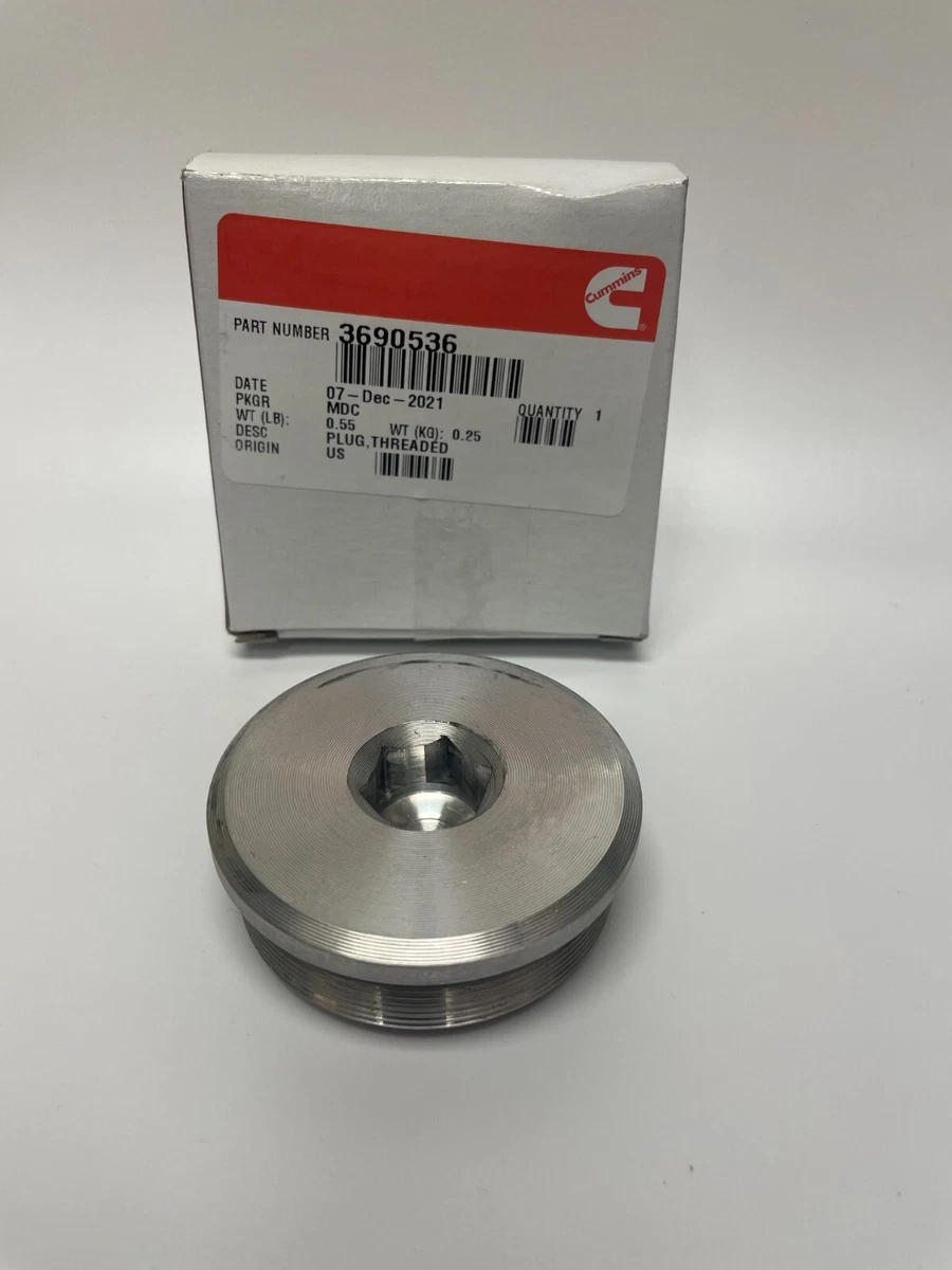 Genuine Cummins 3690536 Plug Threaded for Diesel Engine 15 liter