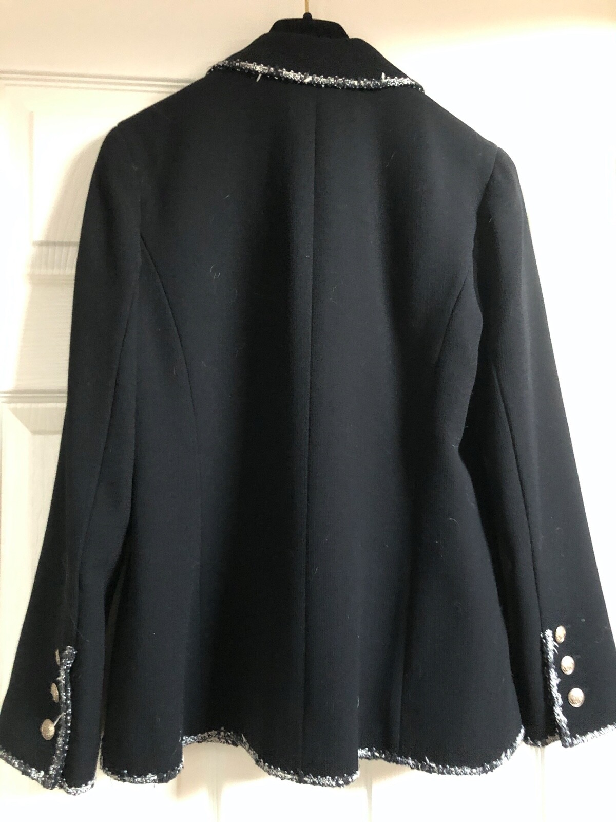CHANEL 05C VINTAGE THE DEVIL WEARS PRADA BLACK JACKET SILVER TRIM CC PATCH 36-38 image 5