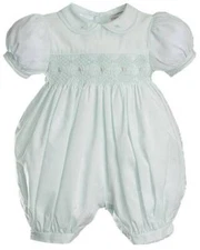 Petit Ami Mint Green Diamond Smocked French Bubble  3 6 9 Months
