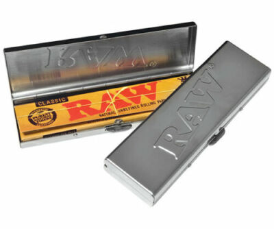 RAW Metal Storage Case - Holds King Size Rolling Papers& up to 30 PreRolled Tips