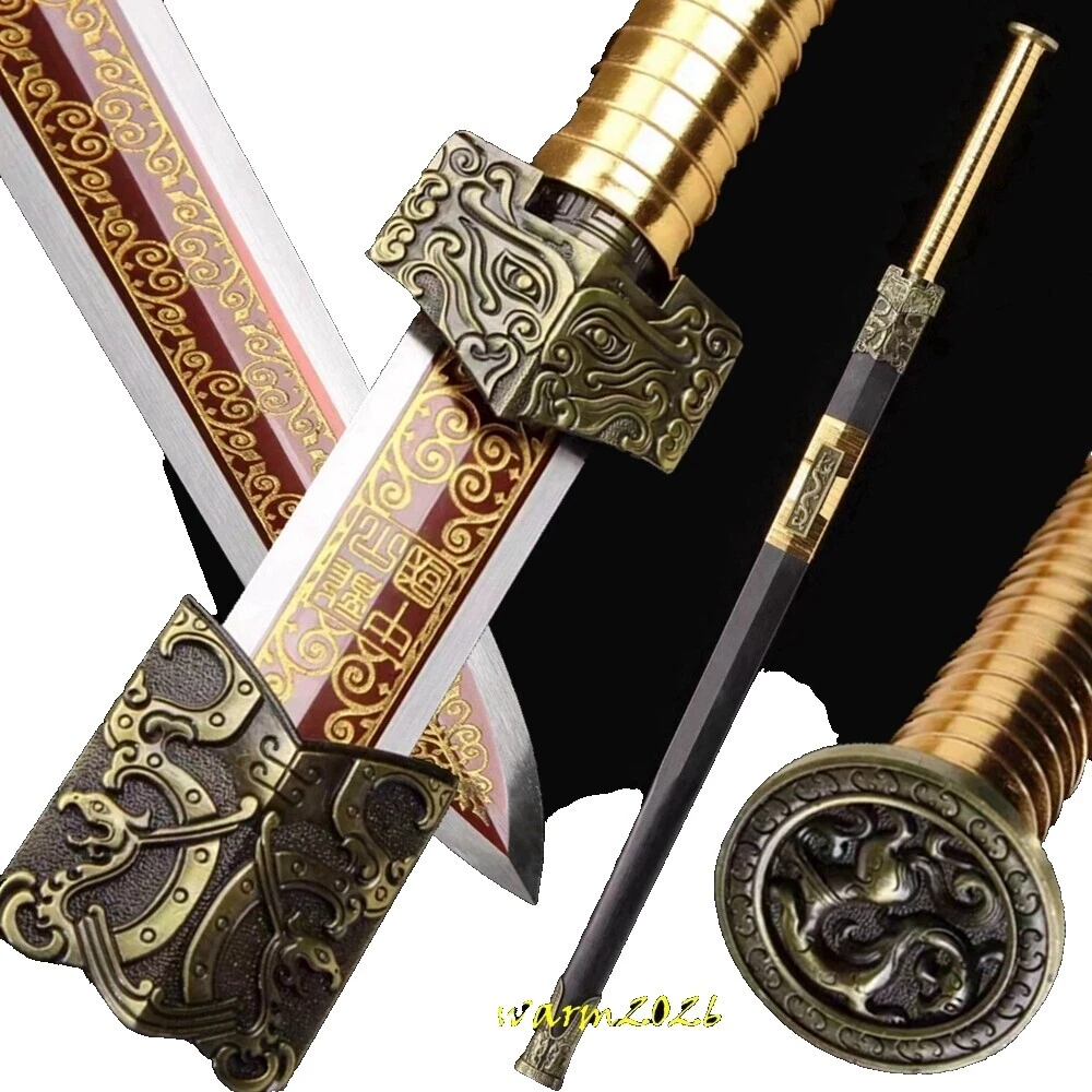 Double-Handed Cord Wrapped Handle Full Collectible Chinese Swords & Sabers