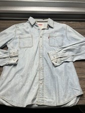 Levi's Red Tab Jean Shirt Men's Large Blue Button Up Western