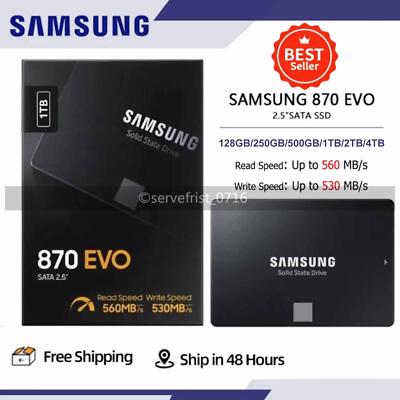 Samsung 2TB SSD 870EVO 2.5'' SATA3 Solid State Disk 128GB 250GB 500GB 1TB 4TB Lot