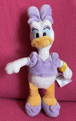 Disney Store Gänseblümchen Ente in lila Outfit weiches Plüschtier klein 7-10 Zoll