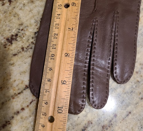 New! Vintage Men's Size M/L 8.5 Brown Leather Gloves Stitching Detail - Picture 13 of 15