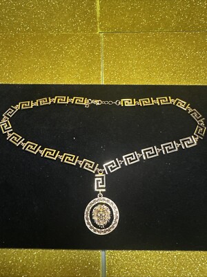 Gianni Versace Style 1990s Gold Black Medusa Lion Head Vintage