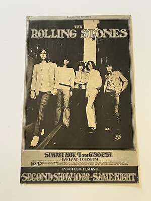 Rolling Stones Poster Vintage 1969 1960's Bill Graham Oakland