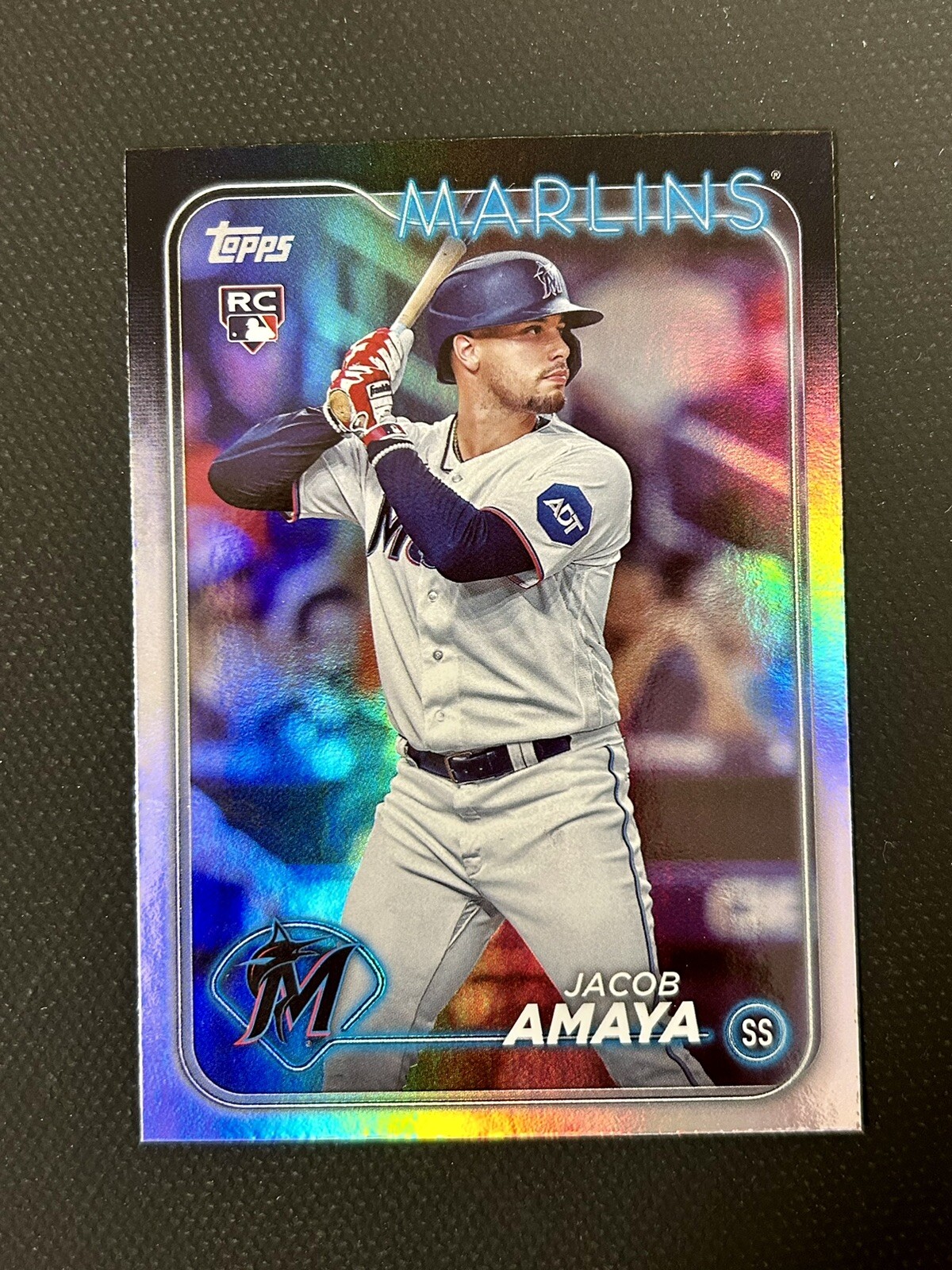 2024 Topps Series 1 Jacob Amaya Rainbow Foil #144 Miami Marlins RC Rookie