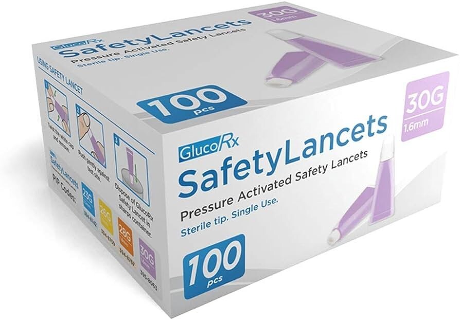 Glucorx Safety Lancet 30g x 1.6mm x 100